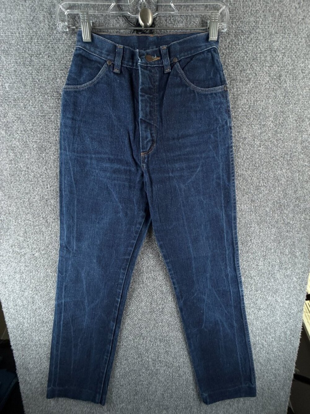 VTG Wrangler Bluebell Blue Bell Denim Jeans Straight Slim Dark Wash ACTL 23X29